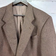 Mens Tailors Row by Deansgate 42L Brown Silk Wool Blend Textured Blazer Jacket