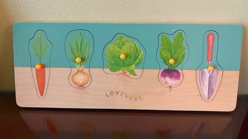 Lovevery Community Garden Vegetable Wooden Knob Puzzle Montessori Toys