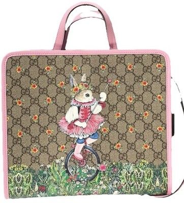 Authentic Gucci Peter Rabbit Co-Branded GG Canvas Square Tote Two-Way Bag