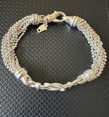 Sterling Silver Stephanie St. Jacques Multi-Strand Beaded Knot Bracelet Italy