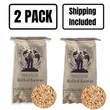 Organic Rolled Kamut Khorasan Wheat | Pack of 2 | 25 lb | Non-GMO | Shipping Inc