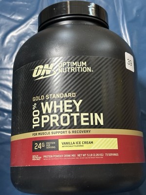 Optimum Nutrition, Gold Standard 100% Whey Protein  Vanilla Ice Cream Exp 03/28