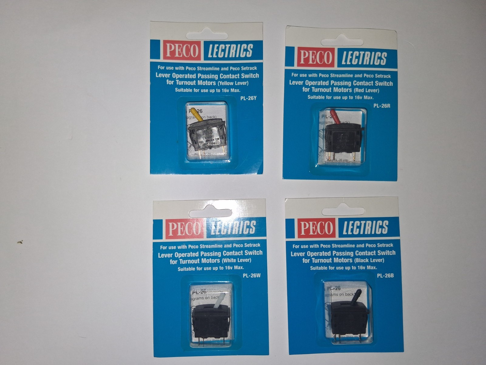 Peco Electronics, PL-26 Lever Operated Passing Contact Switch (Various Colours)
