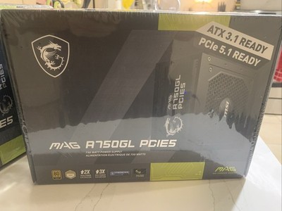 MSI - MAG A750GL PCIE 5.1, 750W ATX 3.1 Gaming Power Supply -  FACTORY SEALED