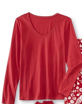 Women's Laura Scott Long Sleeve Knit Pajama Top - Red - 2X
