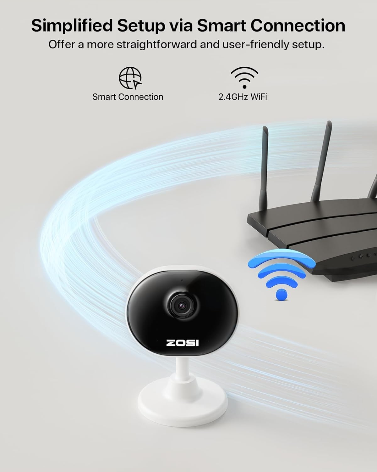 ZOSI Indoor Security Camera, 2Pack 1080P Home WiFi Camera WiFi-2Cam, White 
