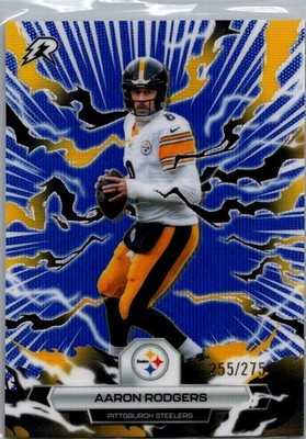 Aaron Rodgers 2025 Topps Resurgence Navy Surge Refractor /275 - Steelers