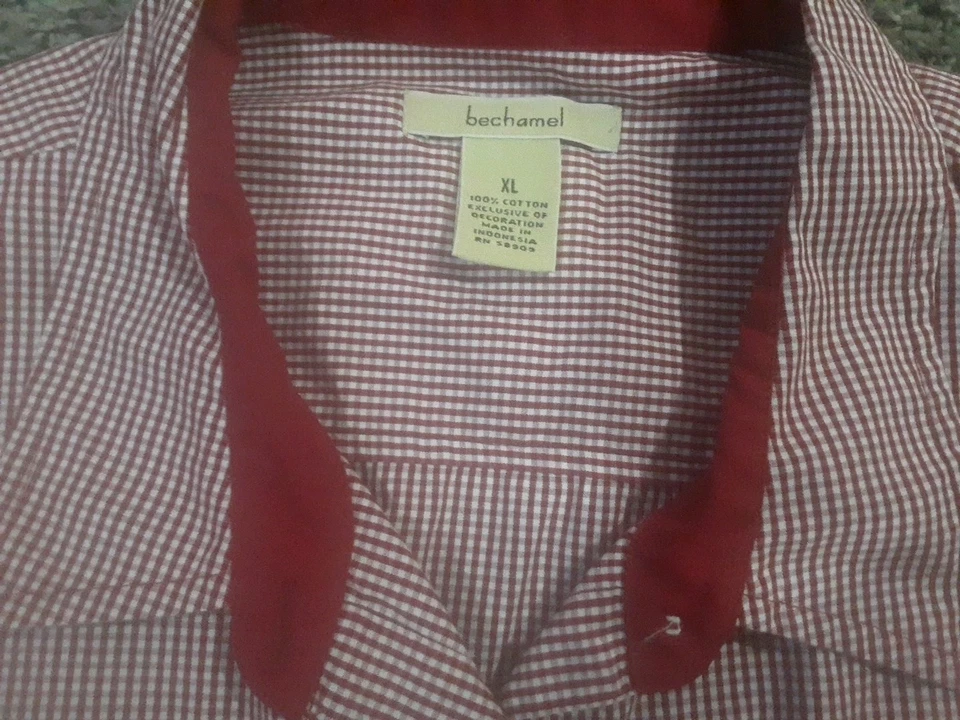 Camisa Top Vintage Bechamel Mediana XL Profesor Escolar Bordada a Cuadros Foto 3 de 4