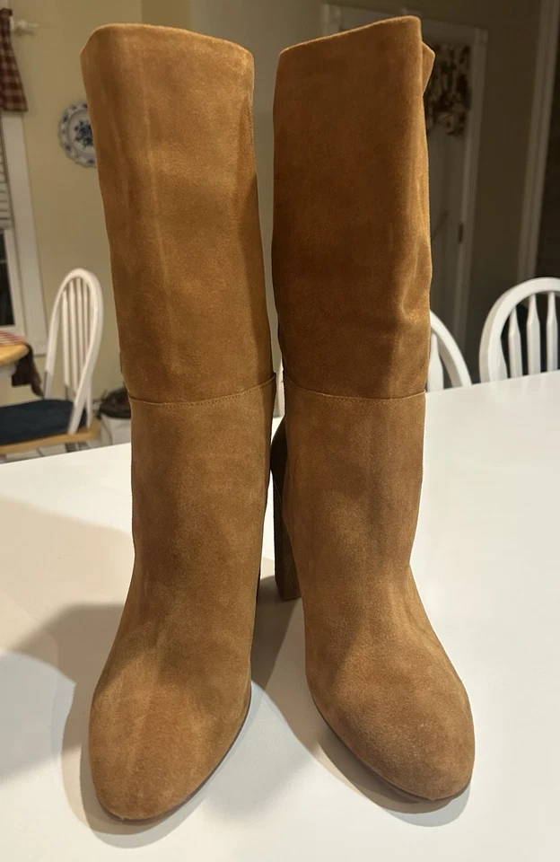 Chinese Laundry Keep Up Suede Mid-Calf High Heel Boot Honey Brown Women's Sz 8.5 - Image 3 of 4