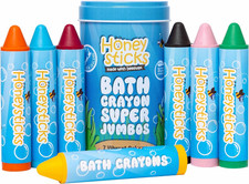 Super Jumbo Bath Crayons Non Toxic (7 Pack) for Toddlers 1-3 and Kids 4-8, Natur