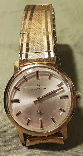 VINTAGE HAMILTON THINLINE 17J MANUAL WIND SWISS GOLD TONE STAINLESS BACK WATCH