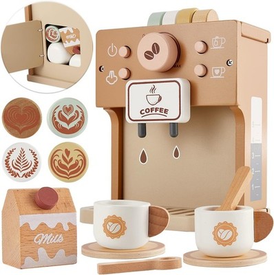 Children's Coffee Machine, Children's Kitchen Accessories, Wood, Kitchen Toy ...