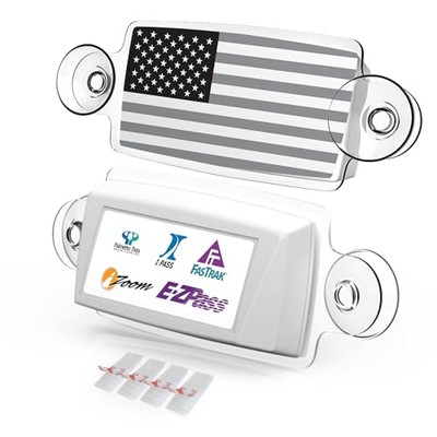 AutoBoxClub Black US Flag - EZ Pass Holder, IPass Holder/Toll Pass Holder for