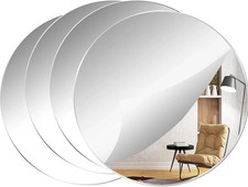4 Pack 12 Inch Self Adhesive Round Acrylic Mirror, Acrylic Circle Wall Mirror Ti