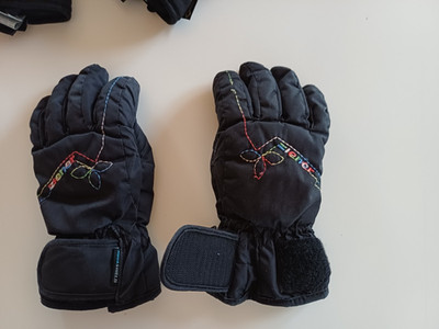 Ziener Skihandschuhe Mädchen Schnee Handschuhe schwarz Blumen Stickerei Gr. 4,5