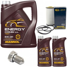 Motoröl Filter Set MANNOL 5W-30 7 Liter + Schraube für Audi A3 TT Roadster RS3