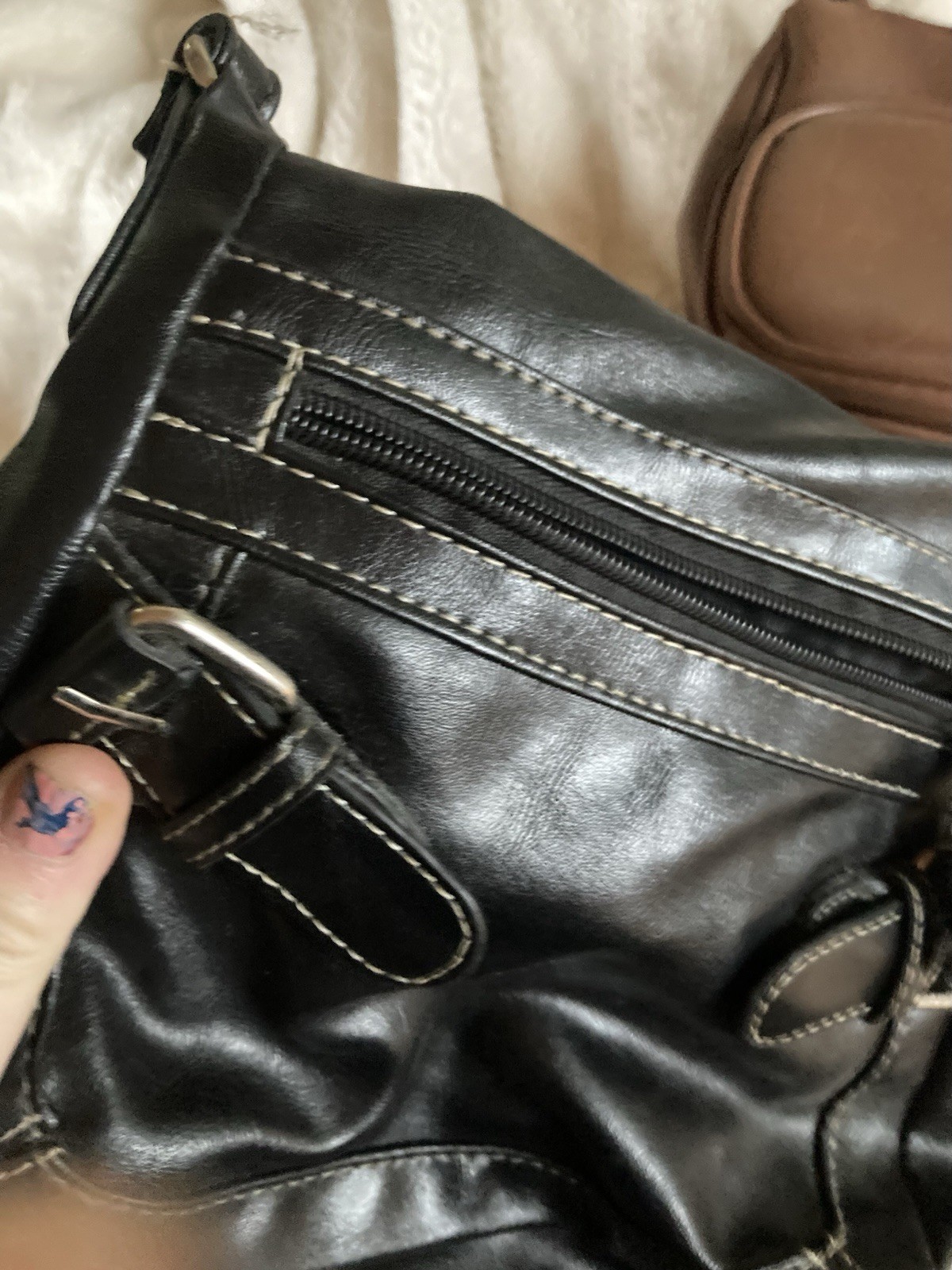 Two Polyester Small Unbranded Purses Brown And Bl… - image 6