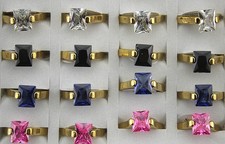 Wholesale Lots 32pcs Lady's Fashion Stainless Steel Women Cubic Zirconia Rings
