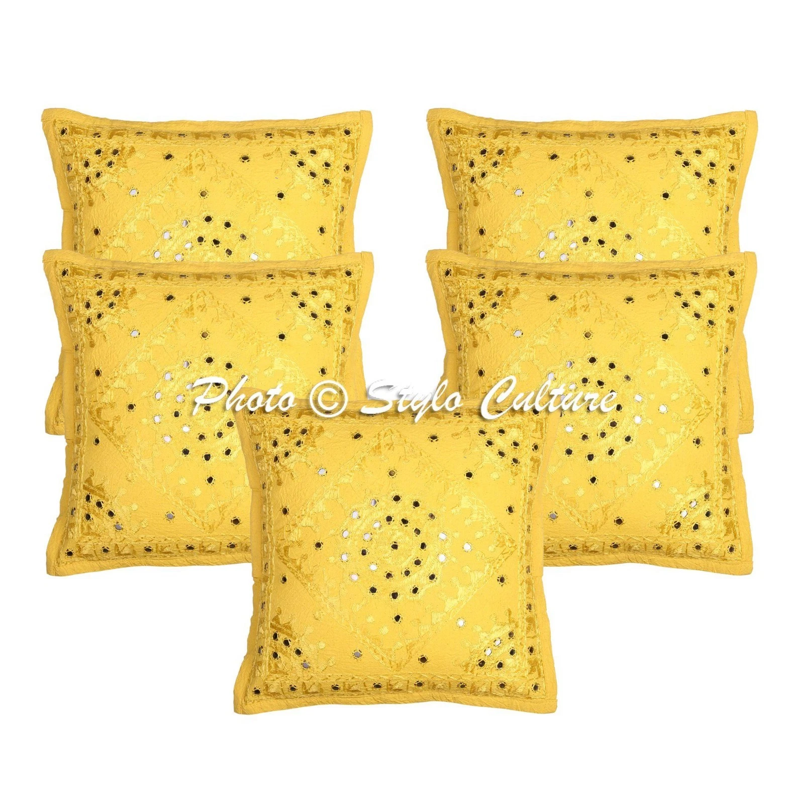 Mirrored Embroidered Throw Pillow Covers Cotton Indian Home Decor Cushion Cover