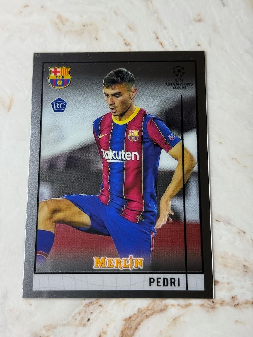 PEDRI - 2020-21 TOPPS CHROME MERLIN SOCCER UEFA FC BARCELONA ROOKIE CARD