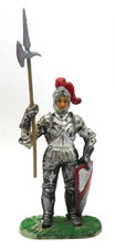 Vintage Elastolin Medieval Grey Knight in Armor-Red-Sheild-3 " Germany-AS IS
