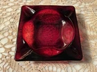Vintage Anchor Hocking Ruby Red Glass Square Ashtray  4 5/8" Wide