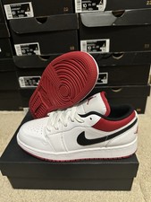 Nike Air Jordan 1 Low GS White Gym Red Black 553560-118 Sz 5 Brand New