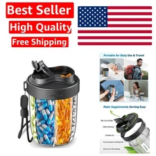 Large Pill Dispenser, Portable Pill Bottle Organizer for 7 Various Vitamins, ...
