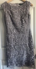 RALPH LAUREN EVENING Dress 2 Lace Overlay Sleeveless Sheath Dusty Purple Gray