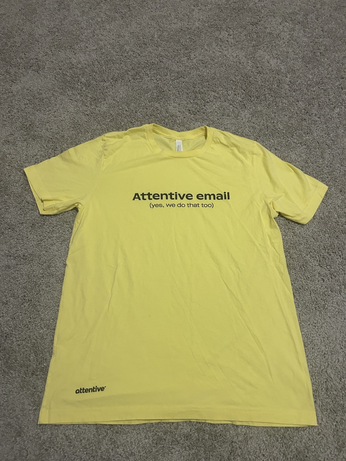 Attentive Email Graphic T-Shirt Yellow Bella Canvas 100% Cotton Unisex Size L