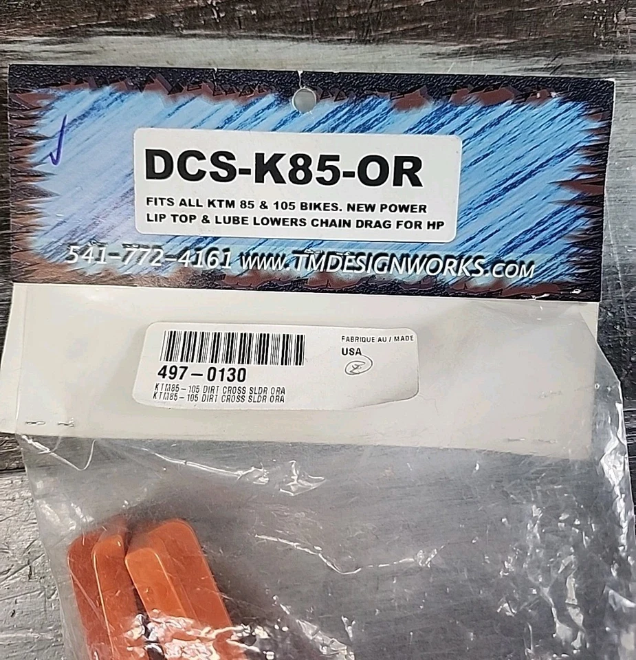T.M. Deslizante de cadena Designworks Dirt Cross Slider KTM 85 SX naranja DCS-K85-OR TC85 Foto 3 de 3
