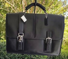 Coach FS6455 Thompson Black Briefcase/Laptop Bag With Buckle Detail