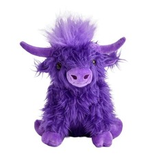 Purple Highland Cow Stuffed Animal Toy 10 inch Realistic Cattle Plush Doll Fa...