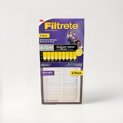 3M Filtrete A/D/H Advanced Allergen Bacteria Virus HEPA Air Filter 2 Pack