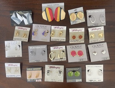 Vintage Earrings Lot 18 Pairs Worthington Sarah Coventry Glorious Gold Tone NOS