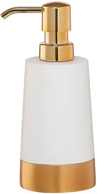 Seifenspender Glossy, Acryl, weiß / gold, 17.9 x 8.9 x 7.3 cm - Bild 1 von 4