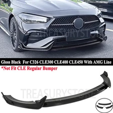For Mercedes Benz C326 CLE450 CLE53 AMG 2024-2025 Front Bumper Lip Kit Gloss Blk