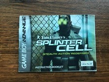 Tom Clancy Splinter Cell Nintendo Gameboy Advance Instruction Manual Only