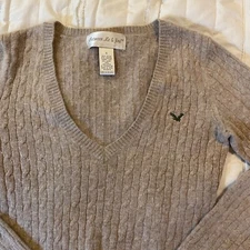 Antro Between Me & You Sweater Womens S Beige Angora/Lambs Wool Blend Cable Knit