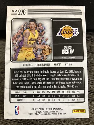 Brandon Ingram 2016-17 Panini Studio Sketch Rookie SP #276 RC