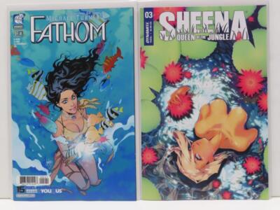 Michael Turner's FATHOM #2B Andolfo SHEENA #3B Besch Variant cover Lot of 2 NM-