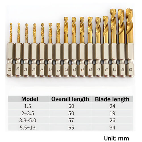 HSS Bohrer Satz mit Sechskantschaft 1/4 Metallbohrer Spiralbohrer 1.5mm Bis 13mm - Bild 2 von 38
