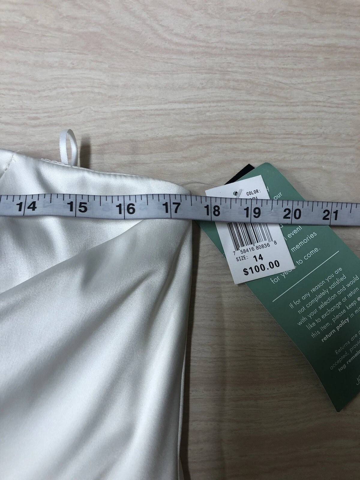 OFF WHITE Abito da sera senza spalline Signature by Sangria Off White taglia 14 nuovo con etichetta