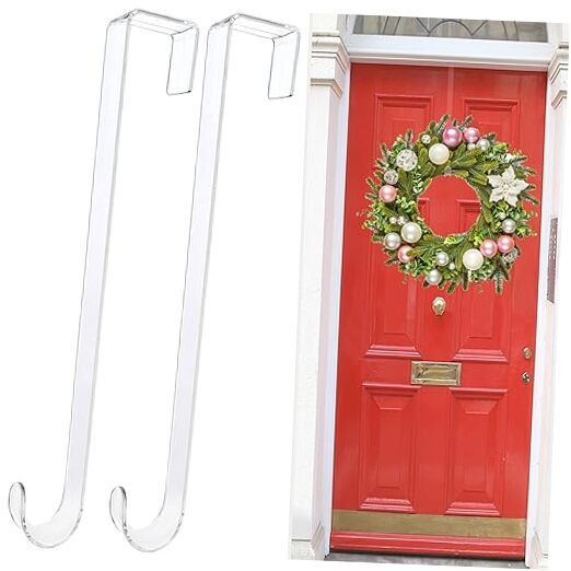 Clear 12-Inch Front Door Wreath Hangers – 2-Pack for Holiday Decor-image