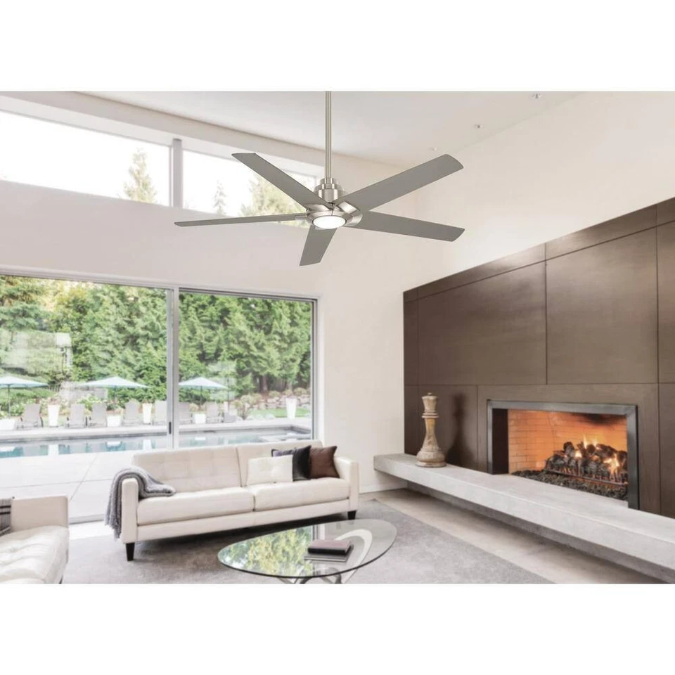 NEW Mickelson 52 in. LED Indoor Brushed Nickel Dual Mount Ceiling Fan with Light - Image 4 of 4