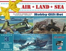 NEW Atlantis Models Air Land & Sea Hobby Gift Set Helicopter Tank Boat #9001