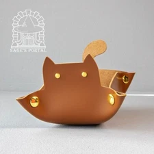 Sage's Brown Enchanted Cat Dice Tray | DND Dice Tray TTRPG Cute Kitty Dice Tray