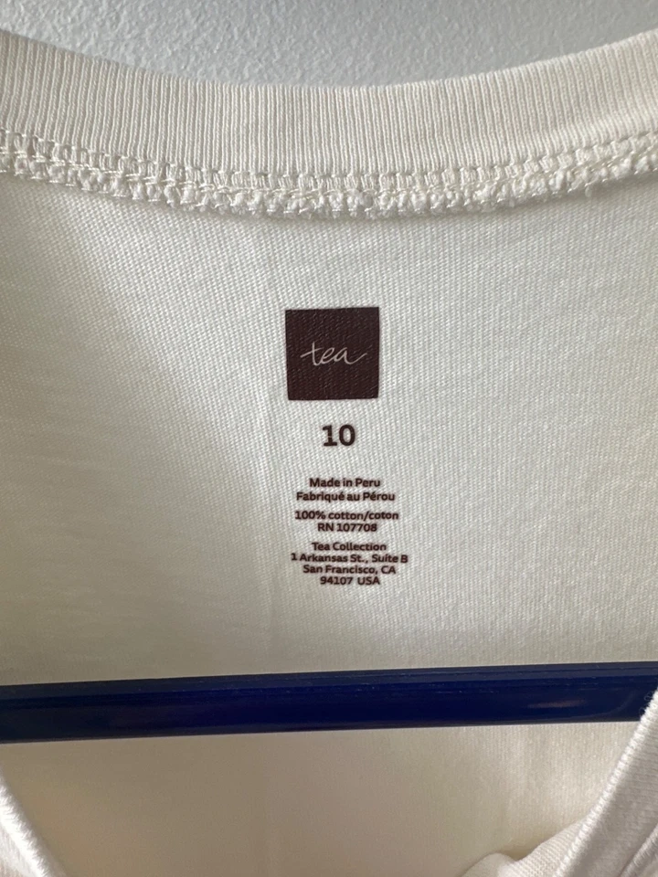 Camiseta blanca con estampado floral talla 10 100 % algodón manga corta para niñas Tea Collection Foto 4 de 4