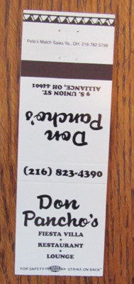 MEXICAN RESTAURANT MATCHBOOK COVER: DON PANCHO'S ALLIANCE, OHIO MATCHCOVER -C8