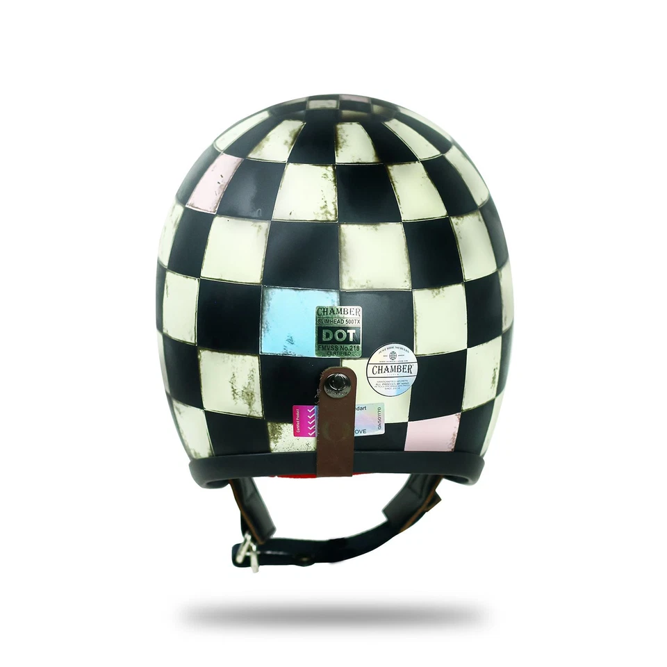 VINTAGE HELMET SLIMHEAD 500TX PATINA CHECKER BOARD BOBBER CHOPPER MOTORCYCLE - Image 3 of 4